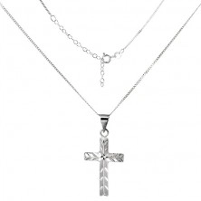 Ogrlica iz srebra 925 - križ s poševnimi zarezami