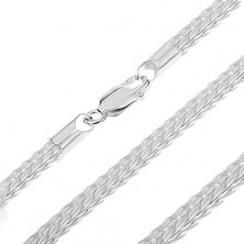 Srebrna verižica - obročki v obliki črke V v kači s štirimi robovi, 3,5 mm