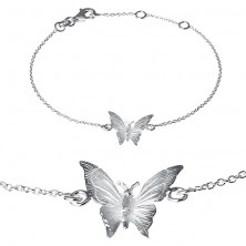 Zapestnica iz srebra čistine 925 - graviran metulj na verižici