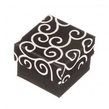 Škatlica za prstan - črna z belimi okraski