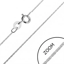 Bleščeča verižica iz srebra 925 - členi v obliki paličic, 0,7 mm