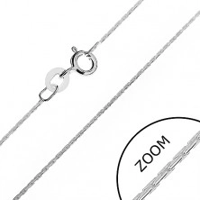 Srebrna verižica - zaobljena, bleščeči členi v obliki paličic, 0,6 mm