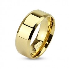 Poročni prstan iz jekla v zlati barvi s prirezanima robovoma, 8 mm
