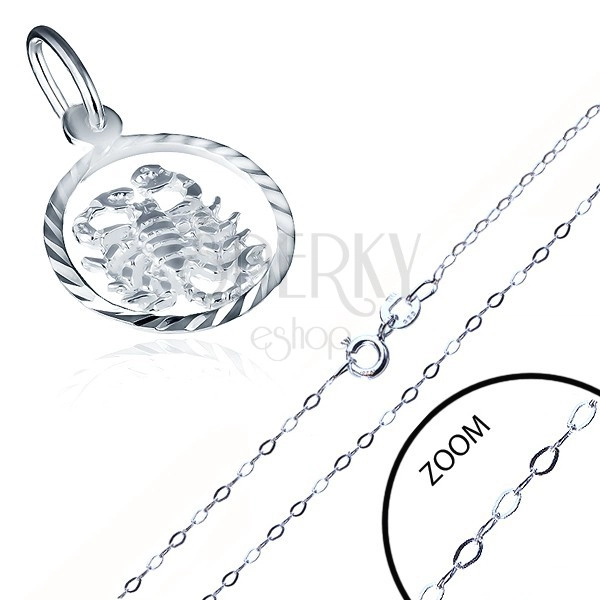 Bleščeča srebrna verižica z obeskom v obliki zodiakalnega znamenja škorpijona