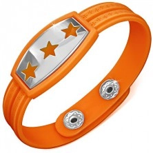 Zapestnica iz gume - oranžna z zvezdami in grškim motivom