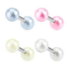 Jeklen piercing za uho – majhne perlice v različnih barvah