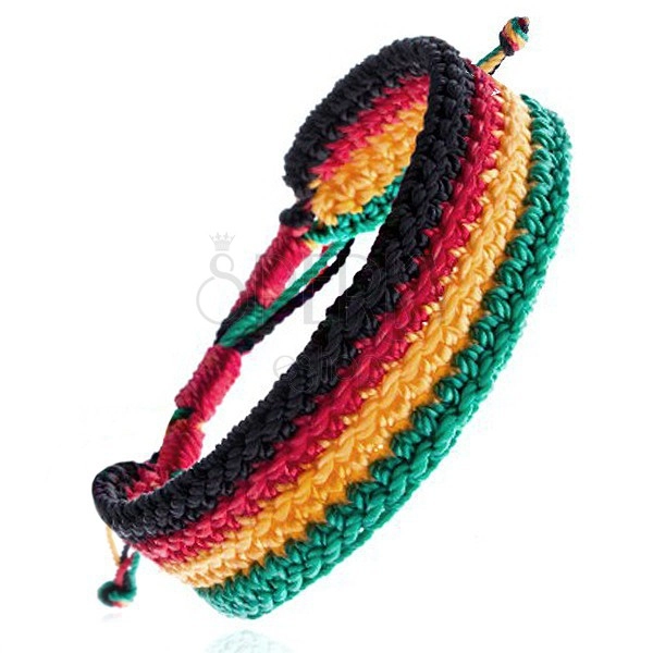 Večbarvna pletena zapestnica - rastafarijanski motiv