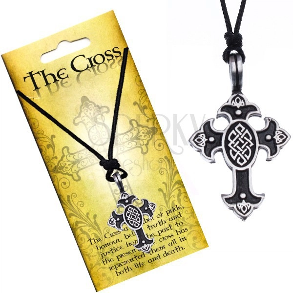 Verižica iz vrvice in obeska – križ s keltskim vozlom