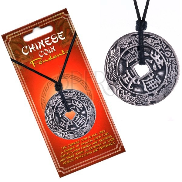 Verižica iz vrvice – kitajski kovanec, ornamenti in znaki