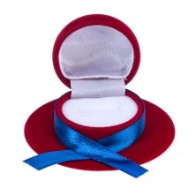 Žametna darilna škatlica za prstan ali uhane - rdeč klobuk