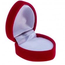 Žametna darilna škatlica za prstan, drobno temno rdeče srce