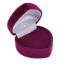 Darilna škatlica za prstan, vijolično rožnato žametno srce