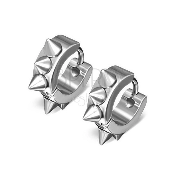 Jekleni uhani – srebrni krogi s koničastimi izboklinami