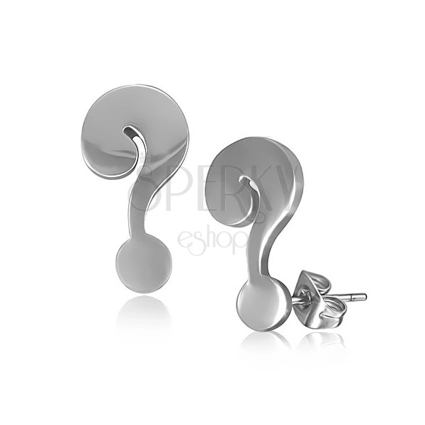 Vtični uhani iz kirurškega jekla, sijoč srebrn vprašaj