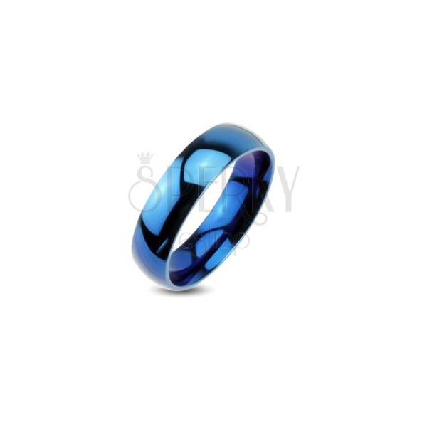Moder kovinski poročni prstan - gladek prstan z zrcalno sijočim leskom