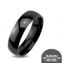Sijoč kovinski prstan - gladek zaobljen poročni prstan črne barve