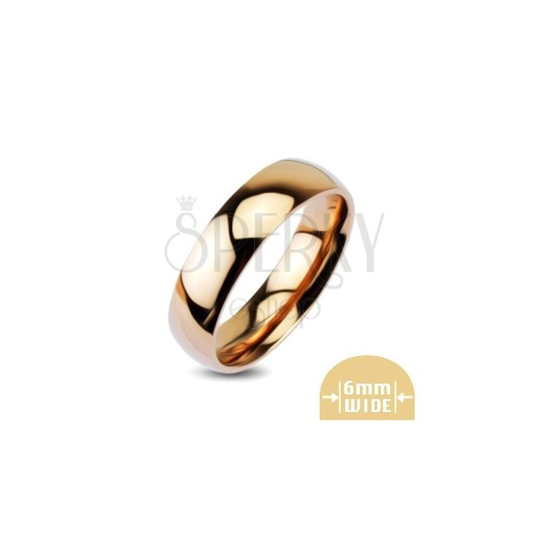 Zaobljen sijoč kovinski poročni prstan v rožnato zlati barvi