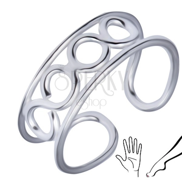 Srebrn prstan za nogo ali roko iz srebra čistine 925 - štiri zanke
