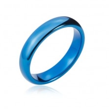 Prstan iz volframa z zaobljenimi robovi temno modre barve, 4 mm