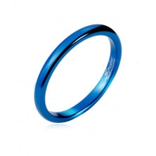 Prstan iz volframa - gladka modra zaobljena površina, 2 mm