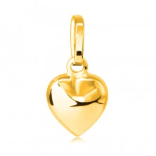 Obesek iz 14-k zlata - 3D-srce z bleščečo površino in zarezami