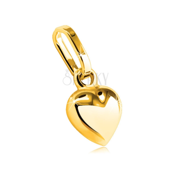 Obesek iz 585 zlata - izbočeno majhno srce s sijočo površino