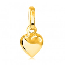 Obesek iz 585 zlata - izbočeno majhno srce s sijočo površino