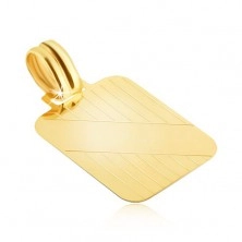 Zlat obesek - ploščica z navpičnimi zarezami in diagonalnim gladkim trakom