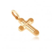 Zlat obesek - debel križ z mat zaobljenimi konicami krakov