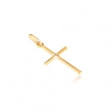 Obesek iz 14K zlata - majhen bleščeč križ z vgravirano črko X
