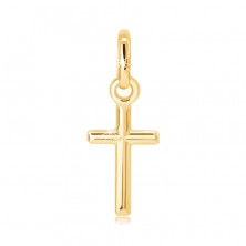 Obesek iz 14K zlata - majhen bleščeč križ z vgravirano črko X