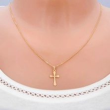 Zlat obesek - strukturiran križ z razširjenimi kraki in vitkim križem