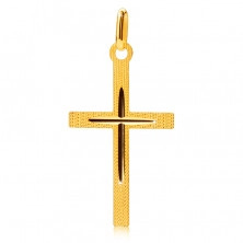 Križ iz 14K zlata - nazobčana površina s tankimi zarezami na krakih