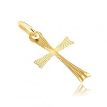 Zlat obesek - križ z viličastimi kraki z žarki