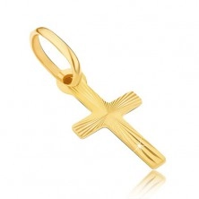 Zlat obesek - križ s sijočimi žarki na površini
