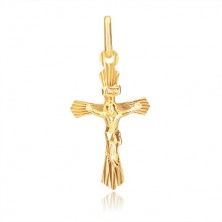 Zlat obesek - križ s prirezanimi kraki in Kristusom