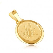 Zlat obesek - znamenje zodiaka ŠKORPIJON na mat ovalni ploščici