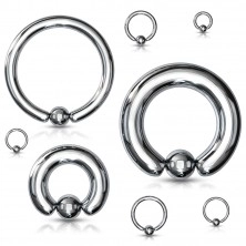 Jeklen piercing - obroček in kroglica srebrne barve, širina 1,6 mm