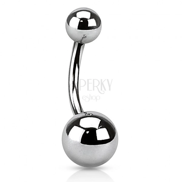 Jeklen piercing za popek srebrne barve - preproste kroglice, 1,6 mm