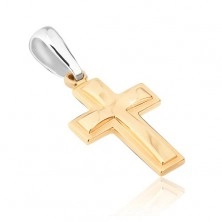 Zlat obesek - dvojni latinski križ, mat in sijoča kombinacija