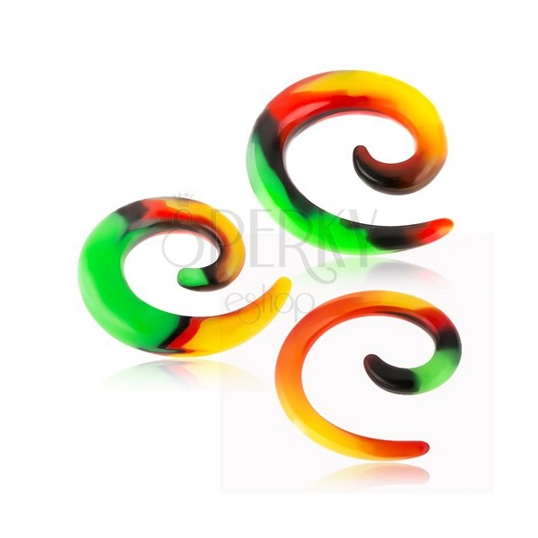 Silikonski razširjevalnik za uho - spirala z rastafarjanskim motivom