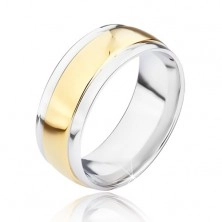Jeklen prstan z izbočeno sredinsko linijo zlate barve