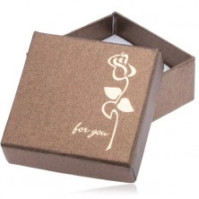 Rjava bleščeča darilna škatlica, zlata vrtnica, napis "for you"