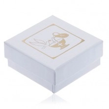 Biserno bela darilna škatlica za uhane, zlat vrč, kelih in golobica