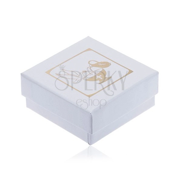 Biserno bela darilna škatlica za uhane, zlat vrč, kelih in golobica