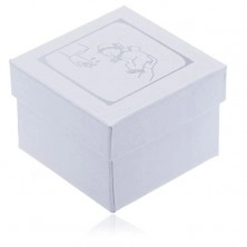 Bisernato bela darilna škatlica za uhane - srebrn motiv krsta