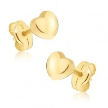 Zlati uhani - lesketajoče se srce pravilne oblike, gladka površina