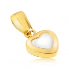 Zlat obesek - dvobarvno pravilno srce, sijoča zaobljena površina