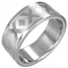 Poročni prstan iz nerjavečega jekla z vzorcem X, 8 mm