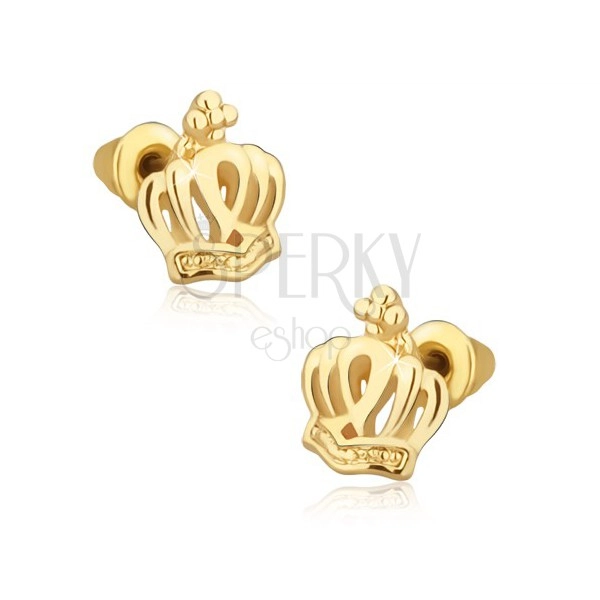 Vtični uhani zlate barve, kraljevska krona
